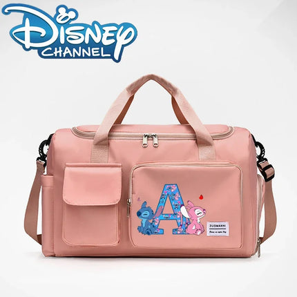 Disney Stitch High-capacity Traveling Bag with Shoes Box Anime Fashion Portable Luggage Bags Men Women Fitness Yoga Handbag Gift