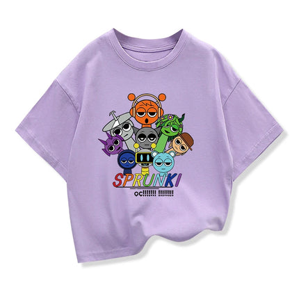 Summer Children's Short Sleeve T-Shirt  Spunki Horror Game Incredibox Tops Cartoon Clothes Tees Girls Boys Kids Cotton Clothing
