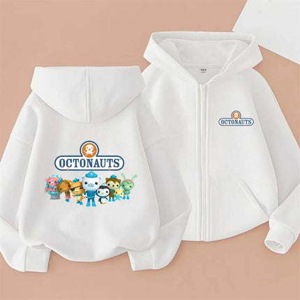 Octonauts Kids Hot Cartoon Print Autumn Spring Casual Zipper Hooded Sweatshirts 2-13 Years Boys Girls Outfits Top Clothing