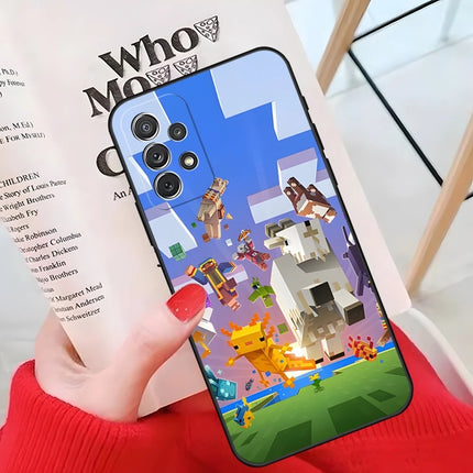 MINISO-Cute M-Minecraft Block World Phone Case For Samsung Galaxy A55 A54 A53 A52 A34 S24 S25 FE Ultra S23 Cover
