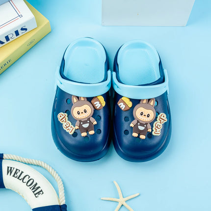 New Boys' Slippers with Cartoon Letters, Double Color Matching, Versatile Eva Clogs, Soft-Soled Non-Slip Sandals 837