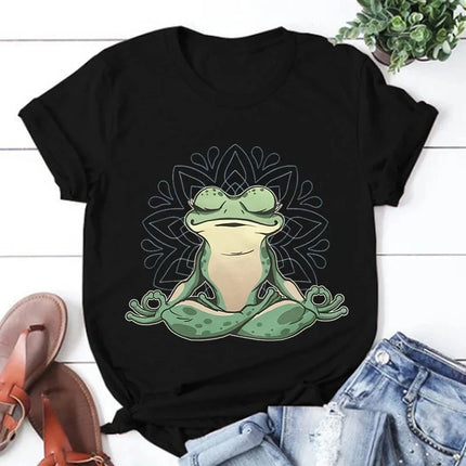 Frog Yoga Printing T Shirt Men Women T-Shirt Harajuku T Shirt Unisex Fashion Summer Tshirts Ladies Oversized O-Neck Tops Tee