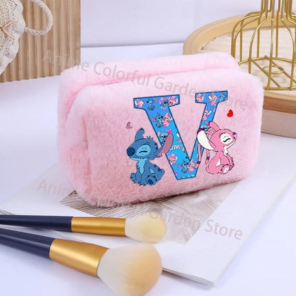 Disney Stitch Plush Cosmetic Bag for Women Anime Cartoon Fashion Makeup Pouch Girls Cosmetics Storage Bags Washing Handbag Gifts