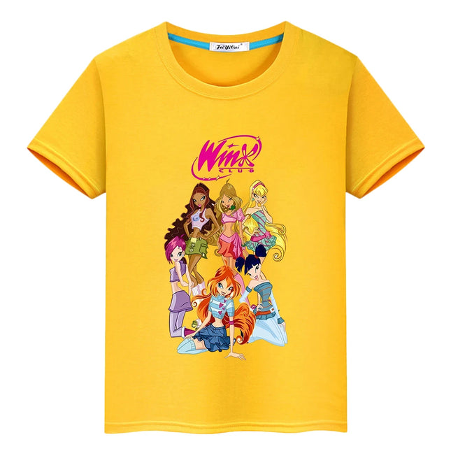 Winx Club print t shirt for kids boy 10year Cartoon 100%Cotton Short anime Tees Tops pride tshirt y2k one piece girls clothes