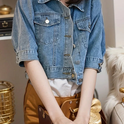 Fashion Womens Retro Denim Jacket Casual Short Denim Cardigan Coat Spring Summer Famale Jeans Jackets Outerwear
