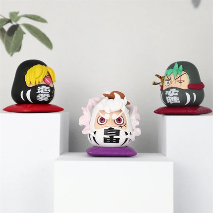 6cm Q-version One Piece Anime Figure Nika Luffy Zoro Sanji Nami Cos Super Dharma Figurine PVC Statue Model Toys Car Ornaments