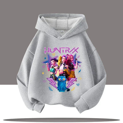 KPop Demon Hunters Hoodies Baby Girl Boy Clothes Fashion Casual Hooded Sweatshirts K-Pop Demon Hunters Pullover Kids Outfits Gif