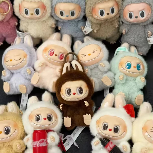 Mini Cute Labubu The Monsters Dolls Cardiac Macarone Kawai Guess Bag Figure Model Bag Keychain Decor 1:1 Replica For Xmas Gift