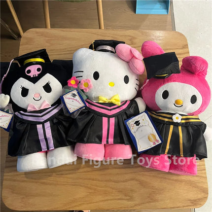 35CM Big Sanrio Cinnamoroll My Melody Kuromi Hello Kitty Graduation Plush Toy Plushie Doll Anime Soft Stuffed Animal Kids Gift