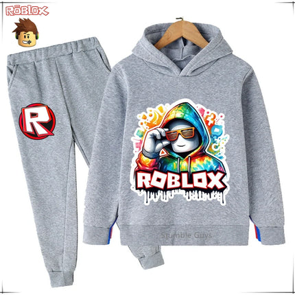 Spring Autumn Boys Clothes Girls Roblox Anime Hoodie Set 2-Piece Kids Fashion Casual Sweatshirt