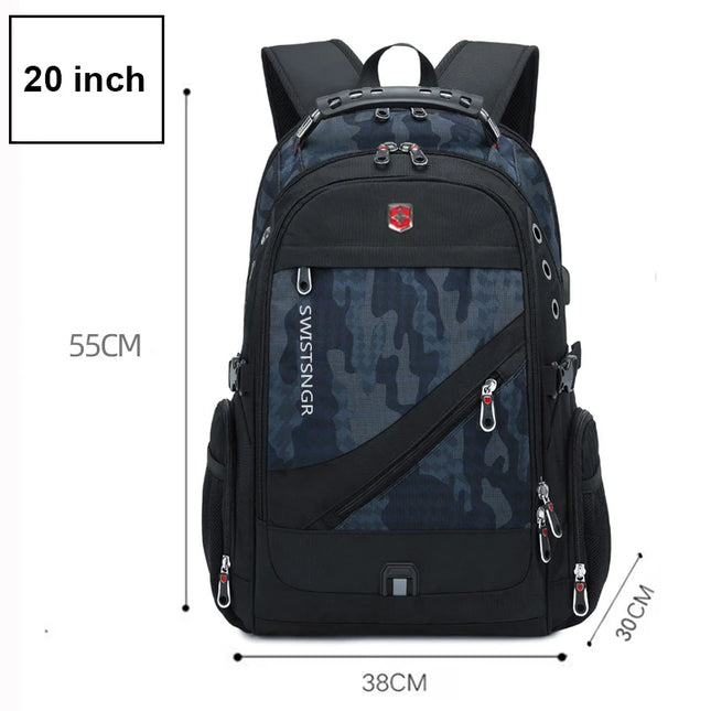 New 20 Inch Laptop Backpacks Man Anti-thief Fashion Men Backpack Waterproof USB Charging Travel Bag Male Mochila High Capacity