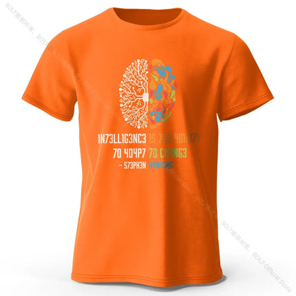 Funny Brain Power Printed 100% Cotton T-Shirt, Soft & Breathable Round Neck Short Sleeve Tee, Unisex Quirky Style
