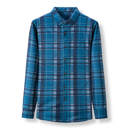 New Men's Plaid Long Sleeve Business Shirt Button Down Shirt