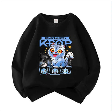 Crew Neck Kid Hoodie Movie Unisex Hoodies Manga Kids Kpop Demon Hunters Children's Sweatshirt Cute Tiger Hoody for Boys Girls