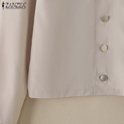 ZANZEA Women Daily Outerwear Long Sleeve Work Wear Casual Solid Color Coats Button Up 2025 Spring Turn-down Collar Thin Jackets