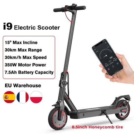 iScooter i9 Electric Scooter 350W Motor 36V7.5Ah 30km Range 8.5 inch Honeycomb Tire Electric kick Scooters With App ECO Display