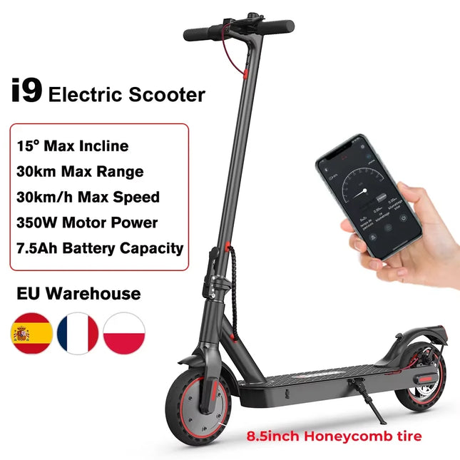 iScooter i9 Electric Scooter 350W Motor 36V7.5Ah 30km Range 8.5 inch Honeycomb Tire Electric kick Scooters With App ECO Display