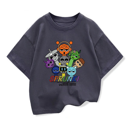 Summer Children's Short Sleeve T-Shirt  Spunki Horror Game Incredibox Tops Cartoon Clothes Tees Girls Boys Kids Cotton Clothing