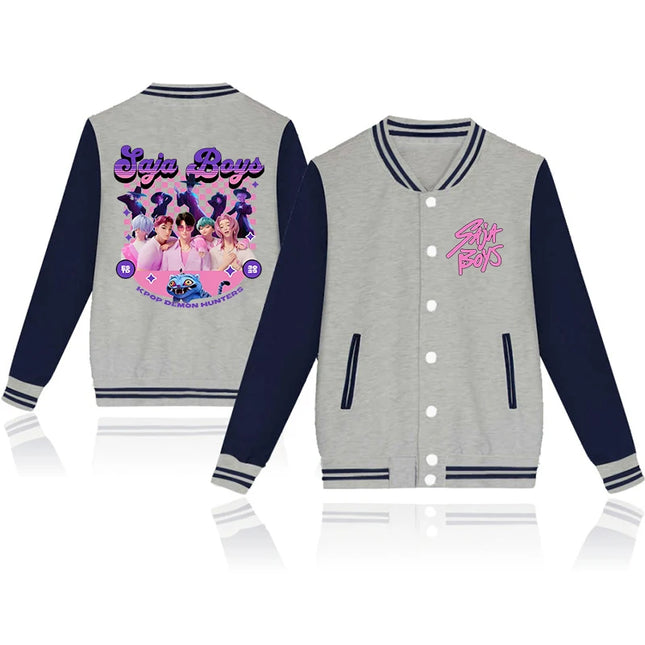 New Anime Kpop Demon Hunters Saja Boys Baseball Jacket Sweatshirt Winter Popular Soft Hip Hop Jersey for Women Men