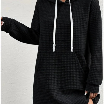 Fabric Drawstring Hoodie Female Casual Long Outerwear