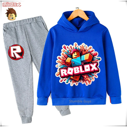 Roblox Kids Fashion Hoodie Set Anime Character Graphic Spring Autumn Boys Clothes Girls Casual Sweatshirt