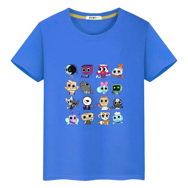 Dandys World print t shirt for kids boy 10year 100%Cotton Tees y2k one piece anime Short pride tshirt Cartoon Tops girls clothes