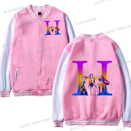 Hot Movie Lover Baseball Bomber Jacket Clothes Child Girl Letter A-Z Kids' Pink Bomber Jacket Gifts Fashion Clothes Gift