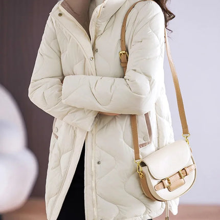 Winter Coat Women Fashion Down Cotton Hooded Jacket Casual Loose stand collar Solid Warm Thick Outwear Parka