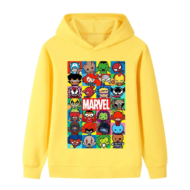 Marvel Superhero Cartoon Fashion Printed Long-sleeved Hoodie for Boys Children's Clothes Autumn and Winter Outdoor Warm Sweater