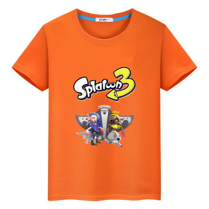 Splatoon print t shirt for kids boy 10year Cartoon 100%Cotton Short anime Tees Tops pride tshirt y2k one piece girls clothes