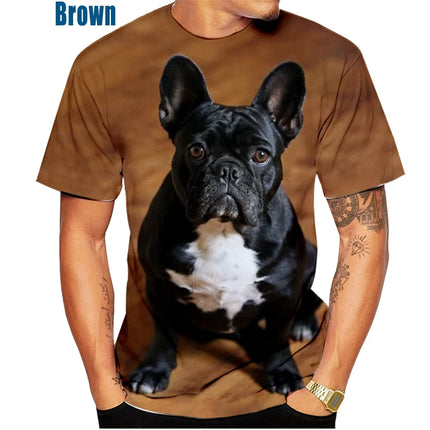 Summer New Fashion Summer Cute French Bulldog 3d Printing Men's T-shirt Woman Casual Trend Tee Top
