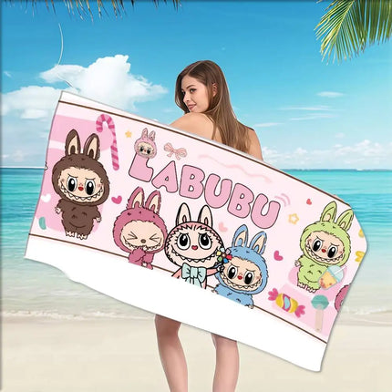 Cartoon L-Labubu L-Laptop Big Microfiber Beach Towels Quick Dry Towel Sand Beach Towels Pool Towel For Travel Swim Pool Yoga