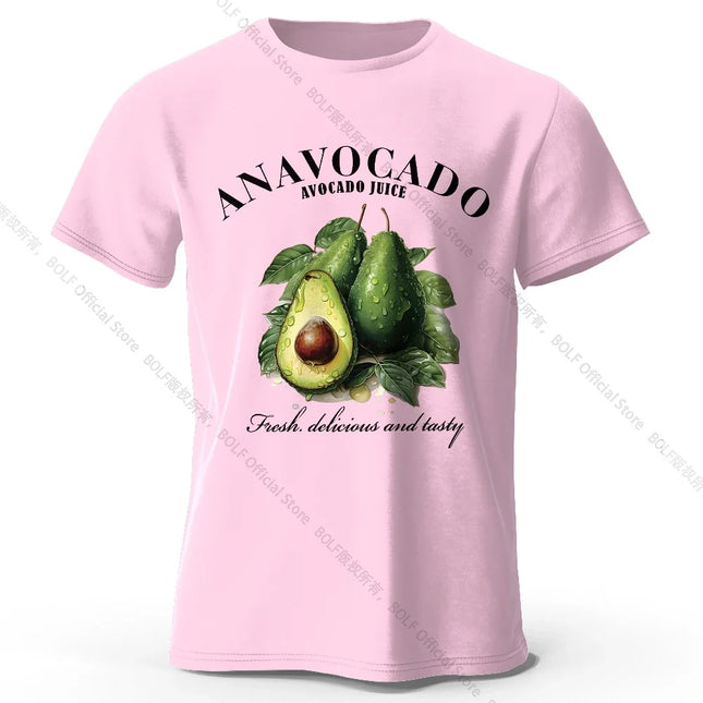 100% Cotton Fresh Avocado Tee - Minimalist Fruit Design Soft Comfortable Basic Top for Casual Everyday Wear