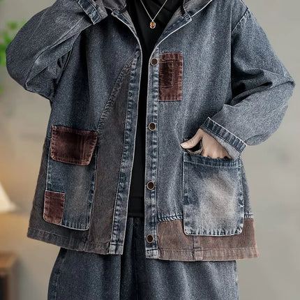 Max LuLu 2025 Spring Clothes Womens Fashion Denim Hooded Jackets Loose Vintage Coats Ladies Casual Classic Patchwork Outerwear