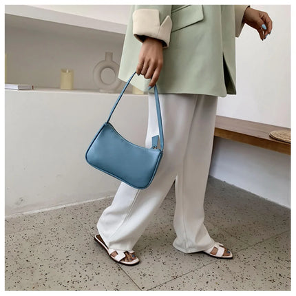 Trendy Vintage Solid Color Handbag Women Subaxillary Underarm Bags Fashion Casual Retro Shoulder Retro Totes Shopping Bag