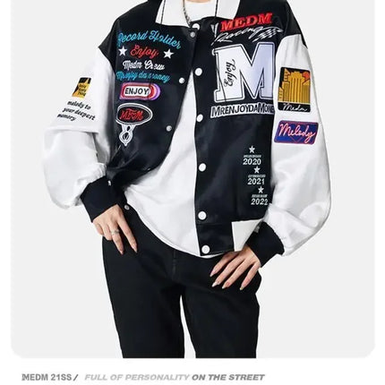 American High Street Jacket for Men Ins Style Embroidered Couple Baseball Uniform Retro Loose Coat Autumn and Winter Fashion New