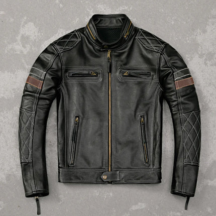 Tcyeek Genuine Leather Jacket Men Top Layer Cowhide Coats Spring Autumn Leather Coat Mens Moto & Biker Jackets Jaqueta Masculina