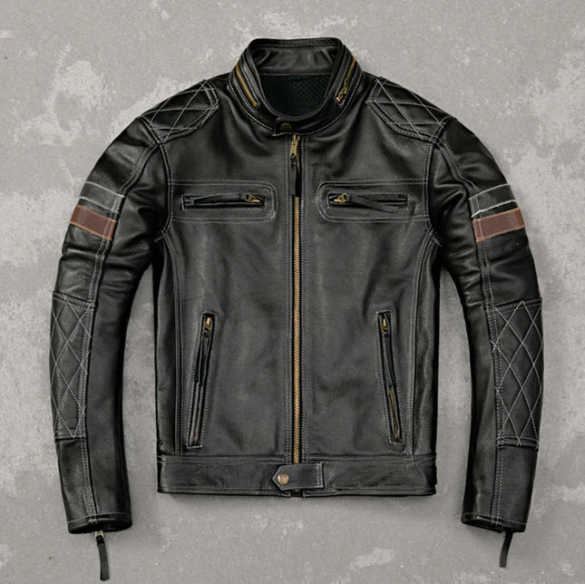 Tcyeek Genuine Leather Jacket Men Top Layer Cowhide Coats Spring Autumn Leather Coat Mens Moto & Biker Jackets Jaqueta Masculina