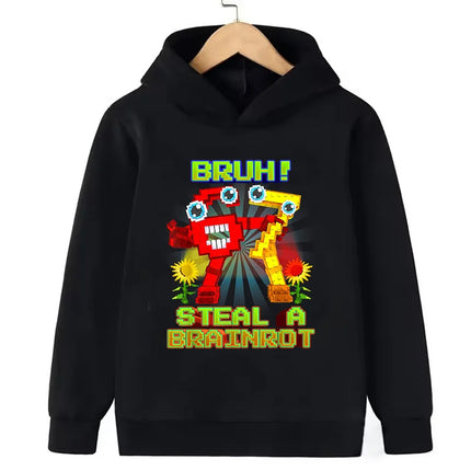67 Six Seven Hoodies Clothing Italian Brainrot Sweatshirt Children Korean Tops Steal A BrainRot Cartoon Girls Boy Hooded Girls