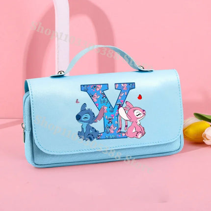 Disney Stitch High-capacity Pencil Case Students Letter A-Z Printed Pen Bags Boys Girls Stationery Storage Box School Supplies