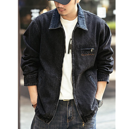 2024 Spring and autumn tide brand American vintage to do old denim coat men casual cargo jacket men