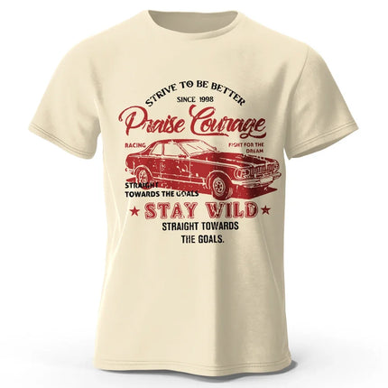 Men's Old Car Printed T-Shirt 100% Cotton Oversized Vintage Old School Graphic Tees for Men Women Summer Tops