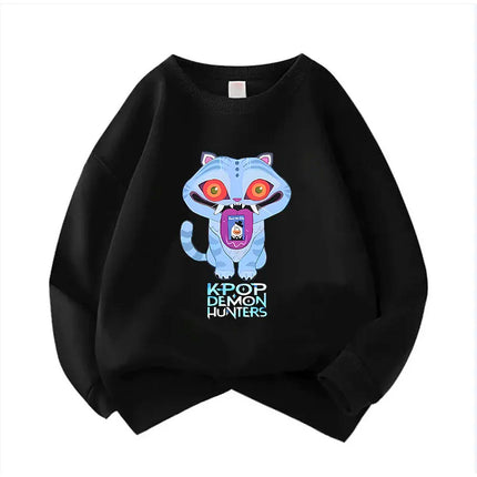 Crew Neck Kid Hoodie Movie Unisex Hoodies Manga Kids Kpop Demon Hunters Children's Sweatshirt Cute Tiger Hoody for Boys Girls