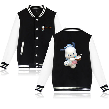 Pochacco Bomber Jacket Women Men Autumn Baseball Jacket Coat Cartoon Kid Streetwear Harajuku Bomber College Jacket