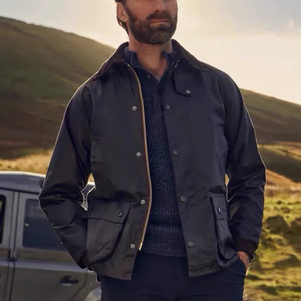 Bar Bedale Olive Green Waxed Jacket