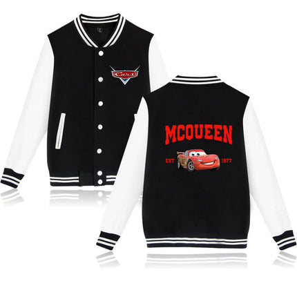 Cars Lightning McQueen Baseball College Jacket Oversized Men Clothes jacket Personality Street coats Anime Jackets Costume kid