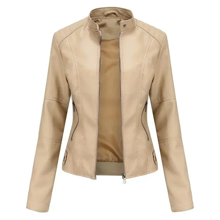Faux Leather Jacket Women 2025 Autumn Spring Women's Moto Biker Jacket Red Black Coat Outerwear Brown Purple Blue 3xl 4xl Coffee