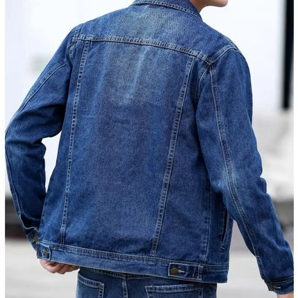 Summer New Men Pure Colour Denim Jacket Single-breasted Lapel Daily Casual Coats