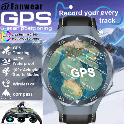 Fanwear New Watch GT5 Pro Smart Watch Men HD AMOLED Sapphire Screen GPS Tracker BT Call Health Waterproof Smartwatch Heart Rate