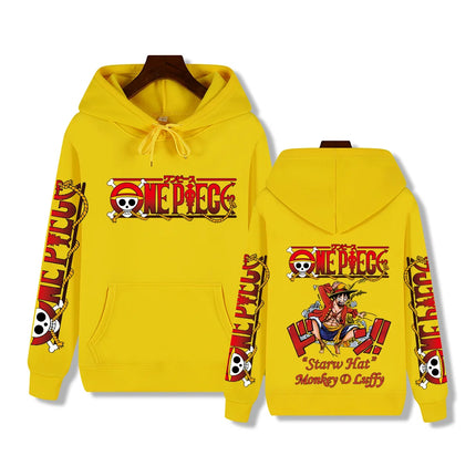 Men's high-end quality One Piece Luffy printed top Autumn/Winter thickened warm street fashion hoodie top